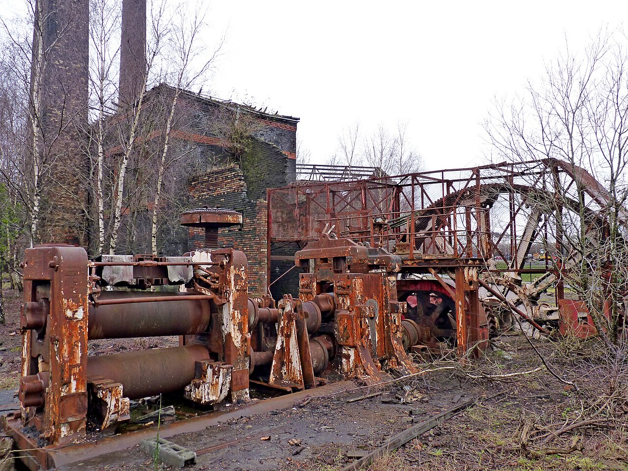 Machinery beside the Musgrave engine house at Hafod-Morfa, Swansea